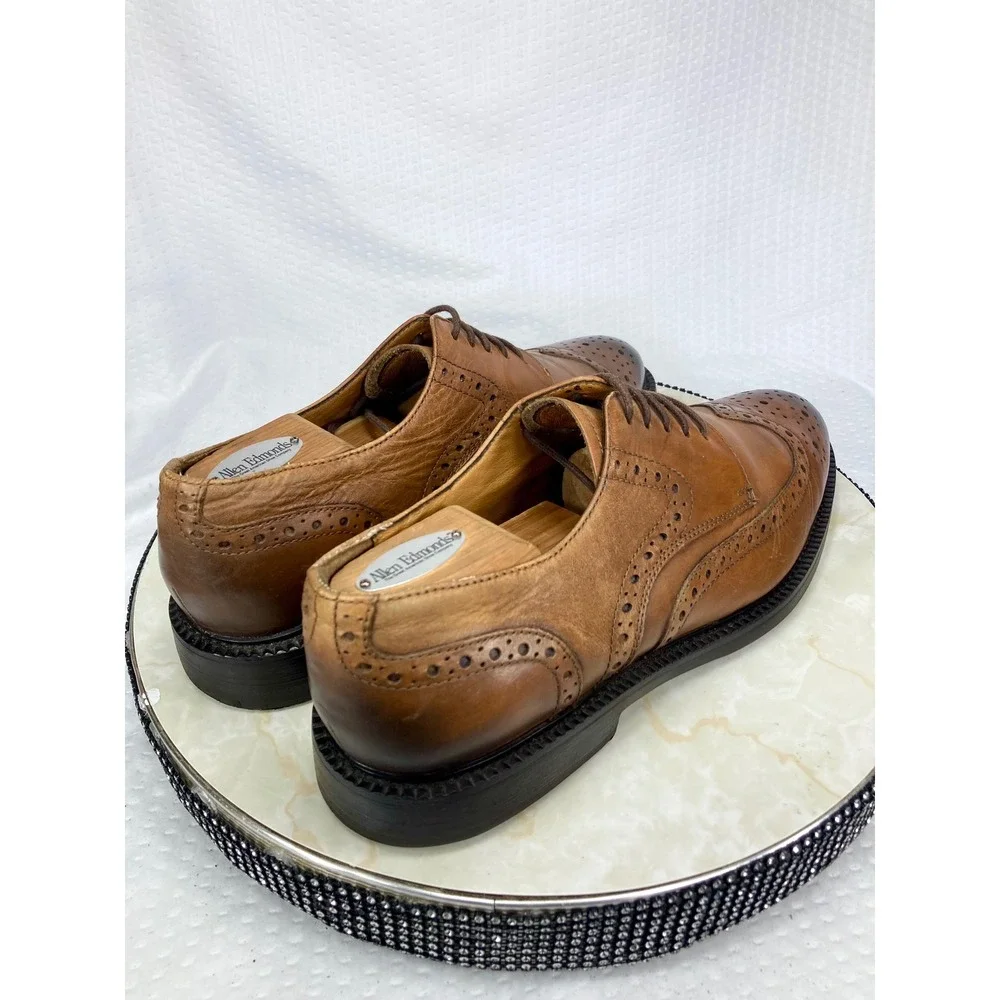 1901 Manchester Wingtip Derby Shoes Mens 12 Tan Leather Brogue Lug Sole Preppy